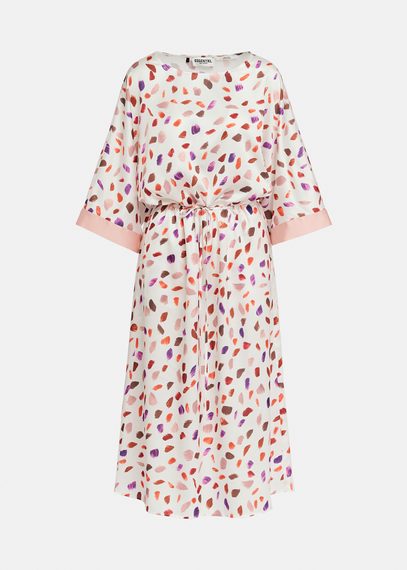 Robe midi blanc cassé à imprimé multicolore