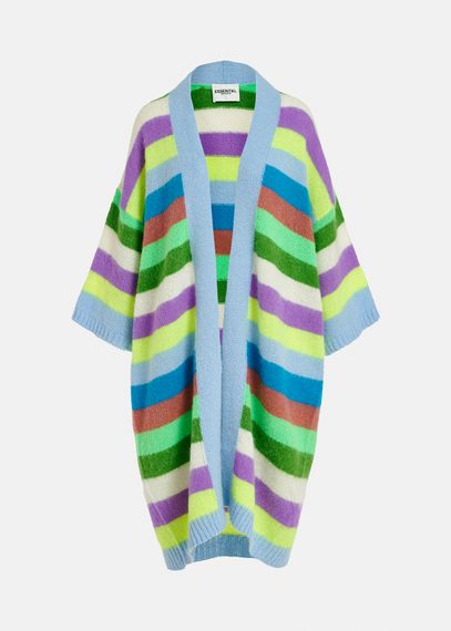 Multicolor striped midi-length cardigan