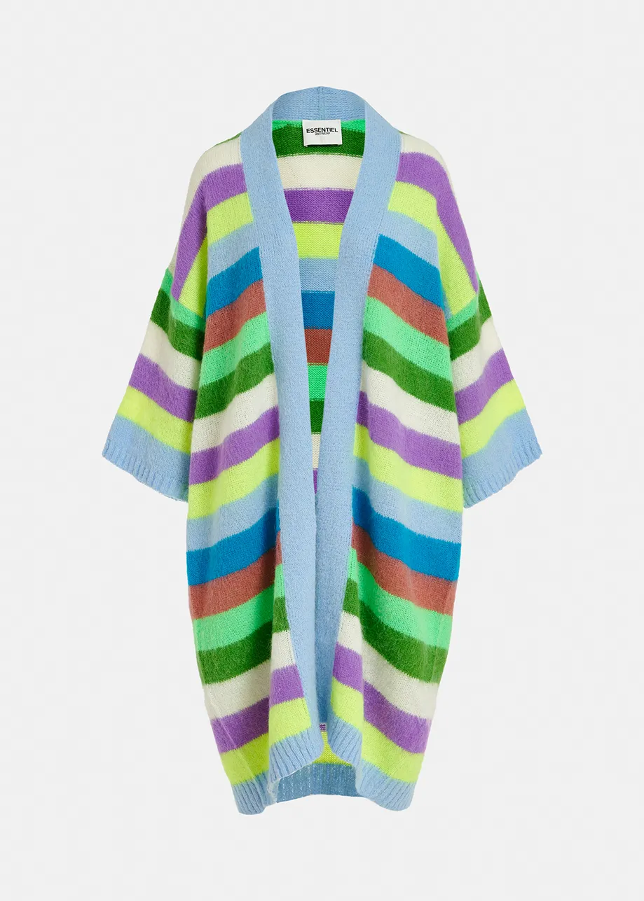 Multicolor striped midi-length cardigan