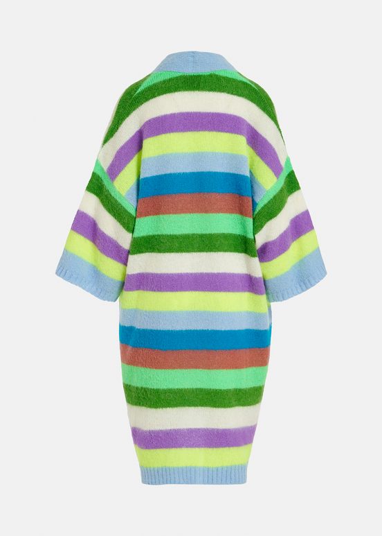 Multicolor striped midi-length cardigan