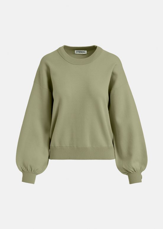 Khaki knitted sweater with buttoned sleeves