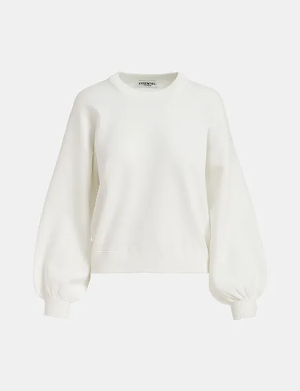 Off-white knitted sweater with buttoned sleeves