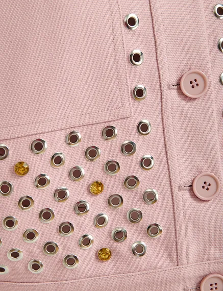 Light pink cotton canvas jacket with embellishments