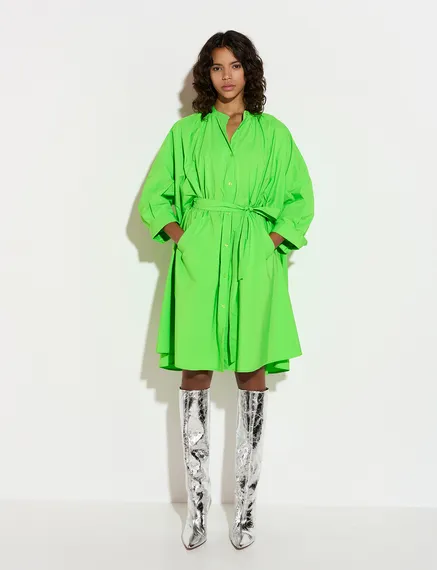 Green knee-length oversized shirt dress