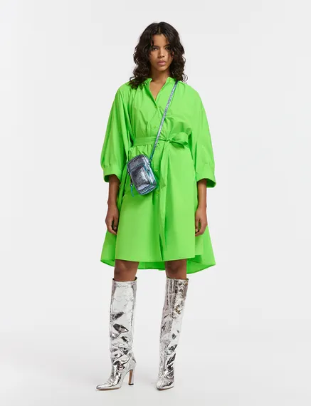 Green knee-length oversized shirt dress