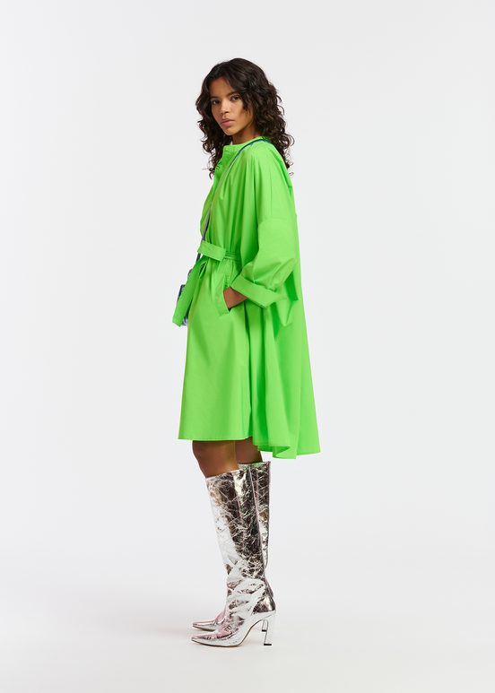 Green knee-length oversized shirt dress