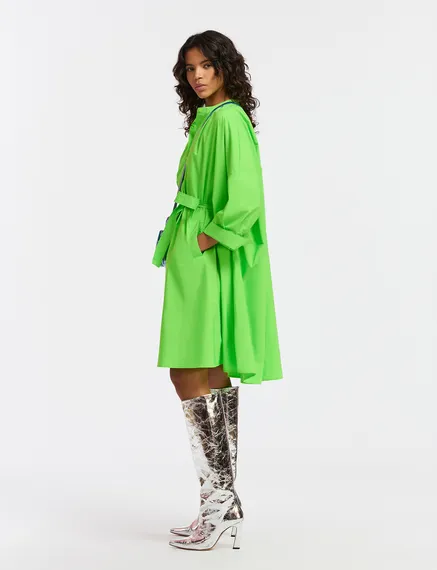 Green knee-length oversized shirt dress