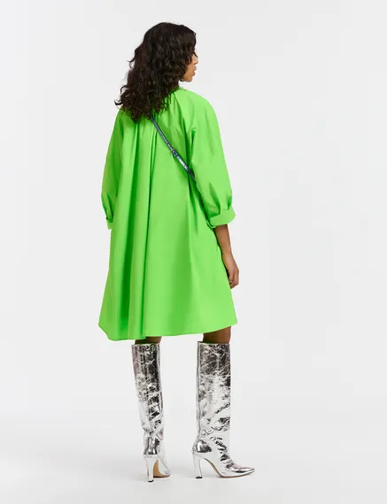 Green knee-length oversized shirt dress