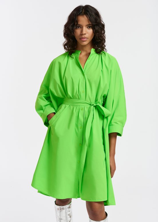 Green knee-length oversized shirt dress