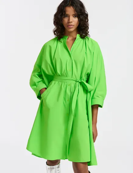 Green knee-length oversized shirt dress