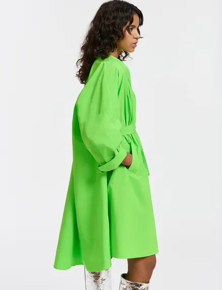 Green knee-length oversized shirt dress