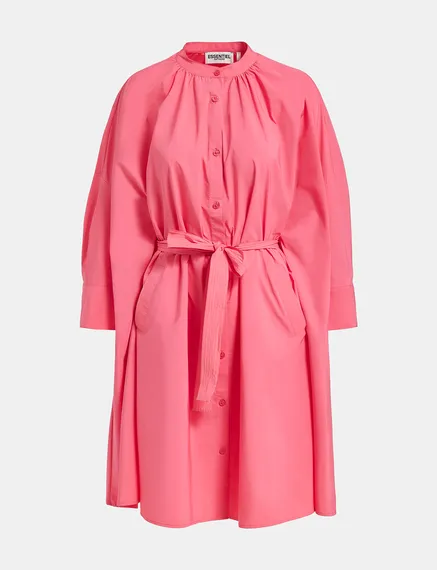 Pink knee-length oversized shirt dress