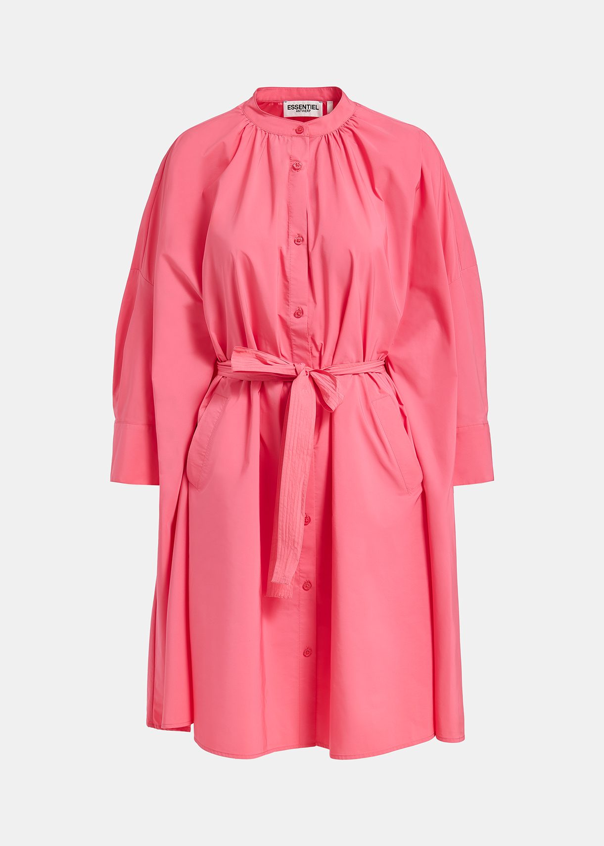 Pink knee-length oversized shirt dress