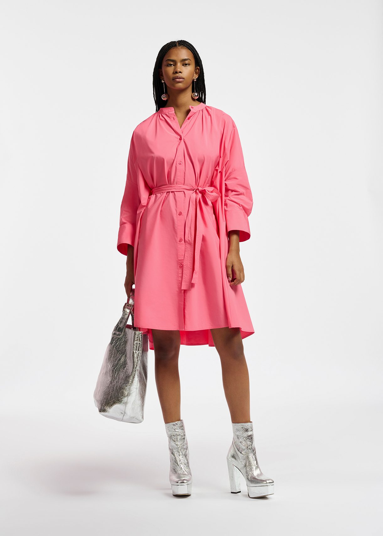 Robe chemise oversize rose Essentiel Antwerp Belgique