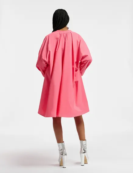 Pink knee-length oversized shirt dress