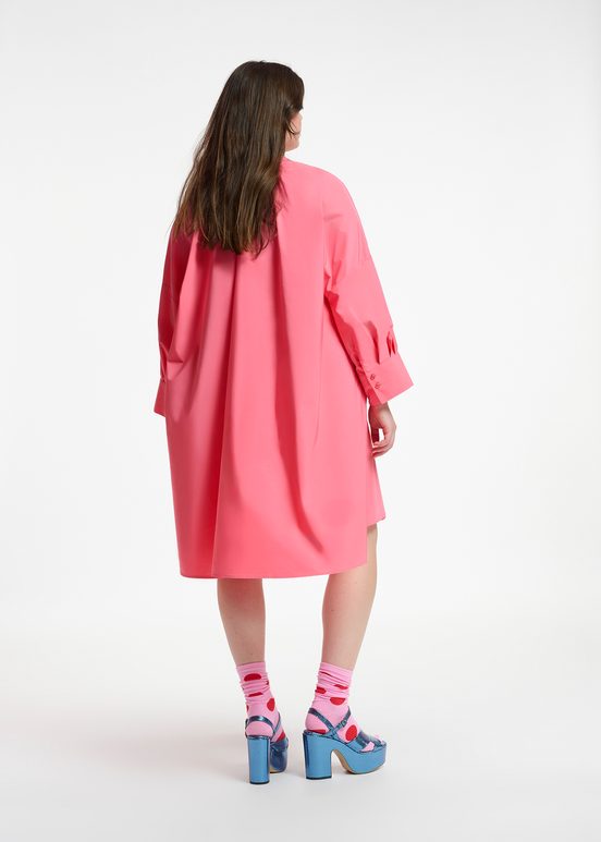 Pink knee-length oversized shirt dress