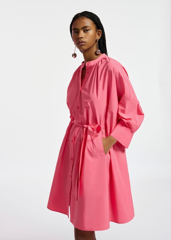 Pink knee-length oversized shirt dress