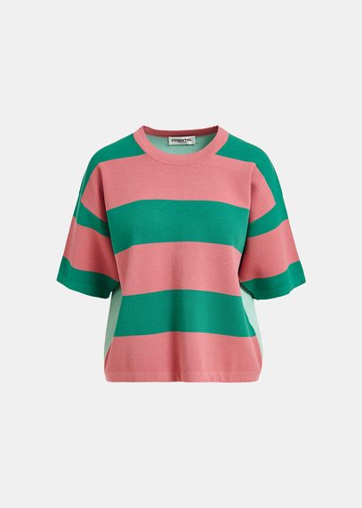 Vintage pink and green striped knit sweater