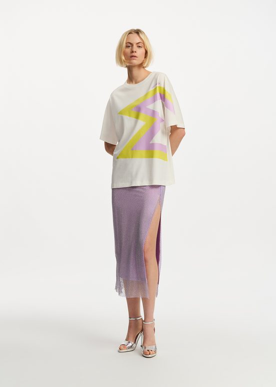 Off-white, yellow and lilac organic cotton T-shirt