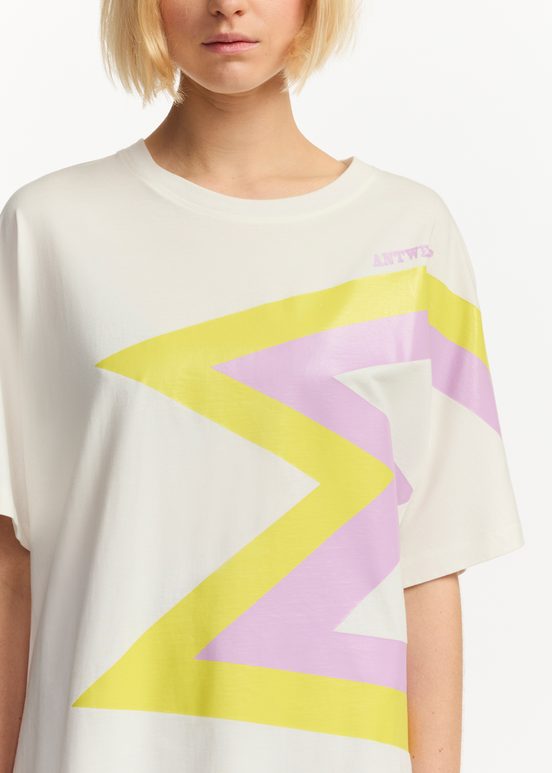 Off-white, yellow and lilac organic cotton T-shirt