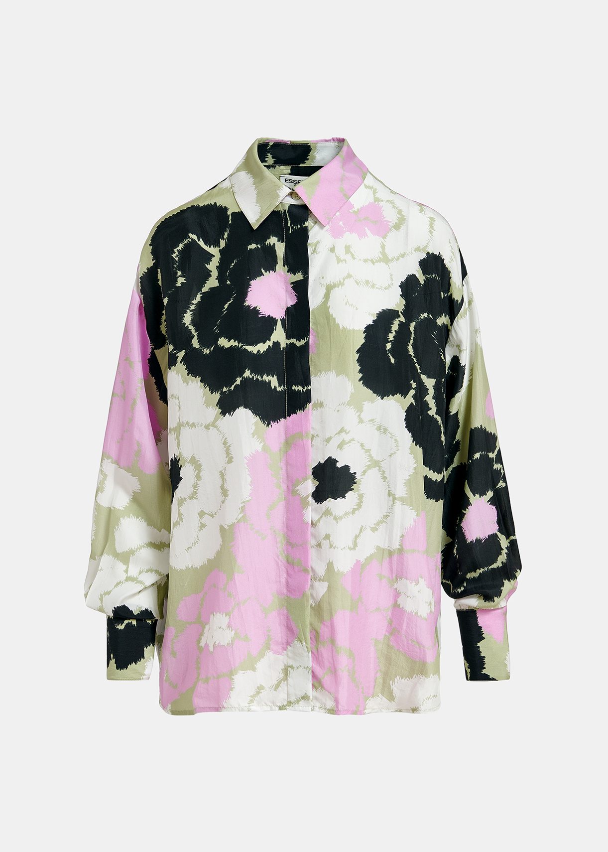 Light khaki silk shirt with floral print