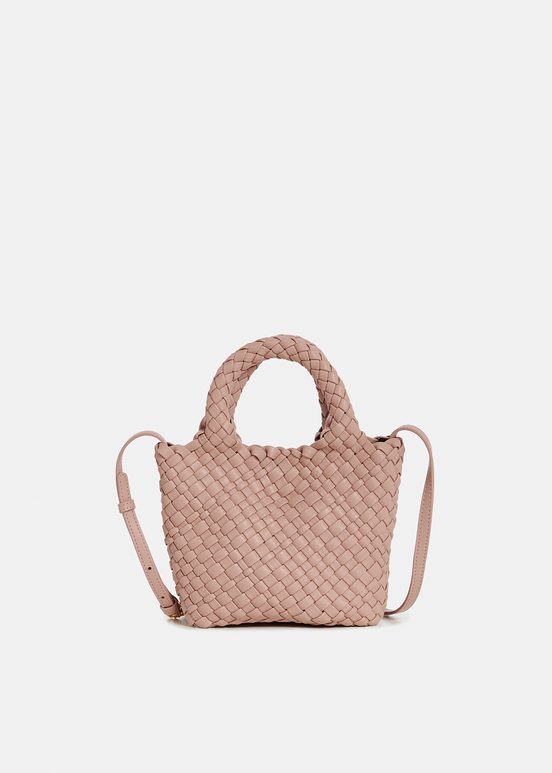 Light pink faux leather woven mini bag