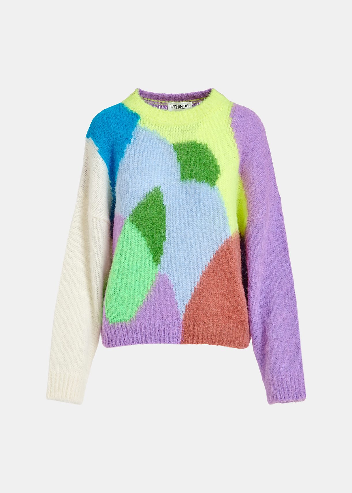 Multicolor abstract intarsia-knitted sweater