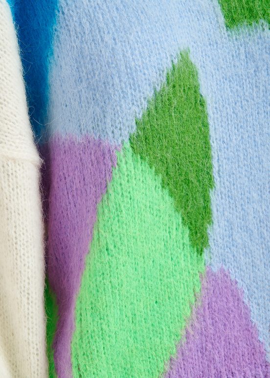 Pull en intarsia abstrait multicolore