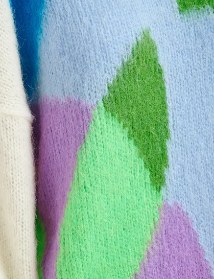 Pull en intarsia abstrait multicolore