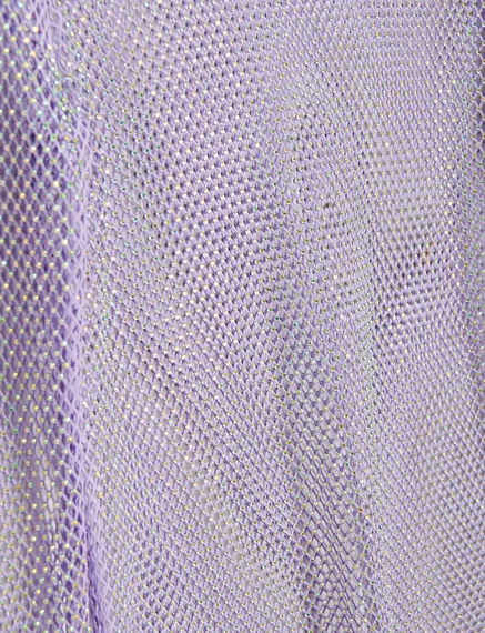 Top en résille lilas orné de strass