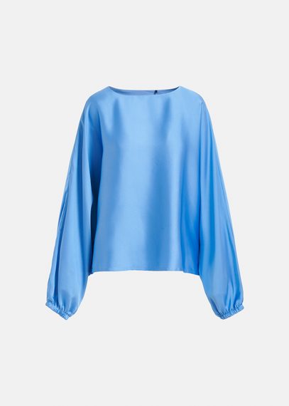 Blue batwing-sleeve top