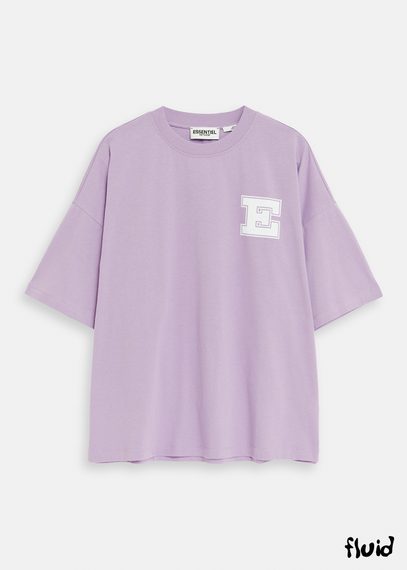 Lila T-Shirt aus Bio-Baumwolle mit "E"-Print