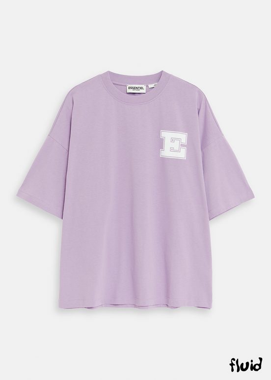 Lilac organic cotton T-shirt with 'E' print