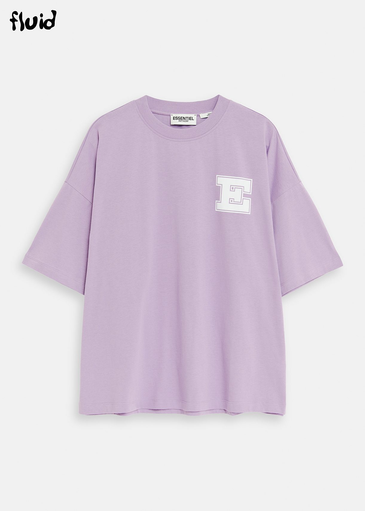 Lilac organic cotton T-shirt with 'E' print