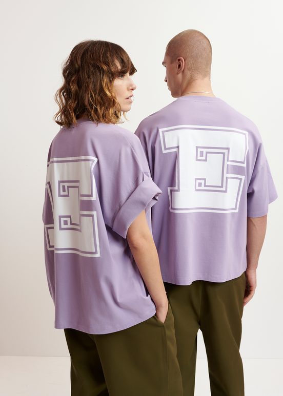 Lilac organic cotton T-shirt with 'E' print