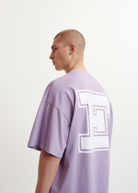 Lilac organic cotton T-shirt with 'E' print