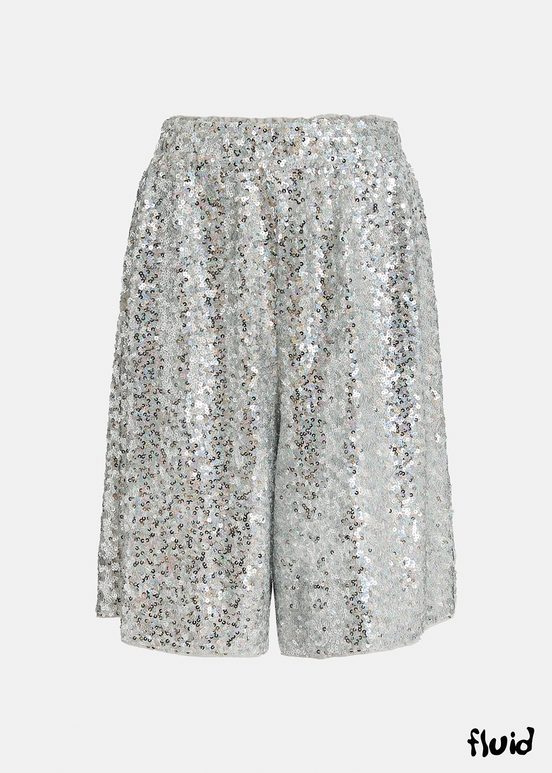 Silver sequin-embellished shorts