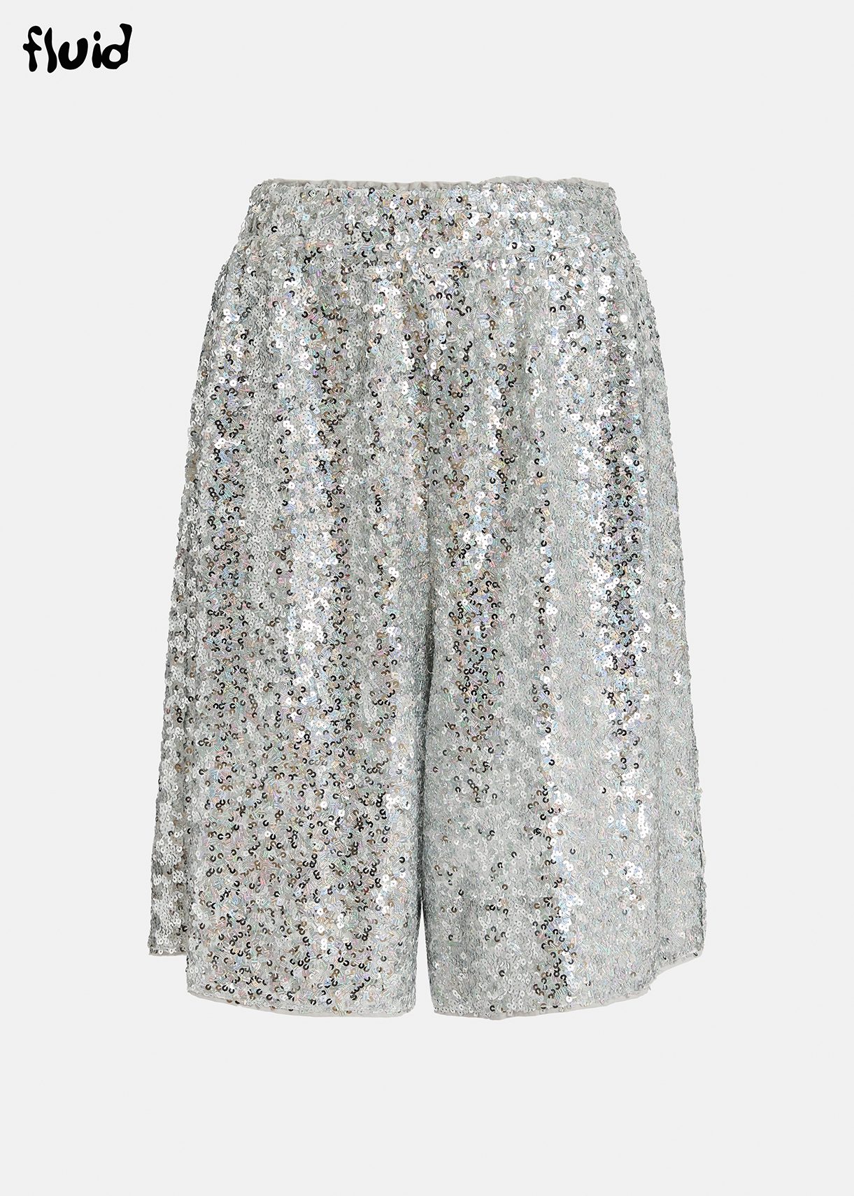 Silver sequin-embellished shorts