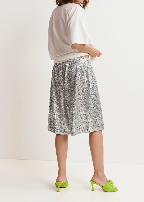 Silver sequin-embellished shorts