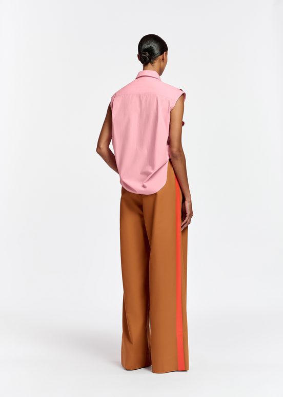 Bronze wide-leg pants with orange stripes