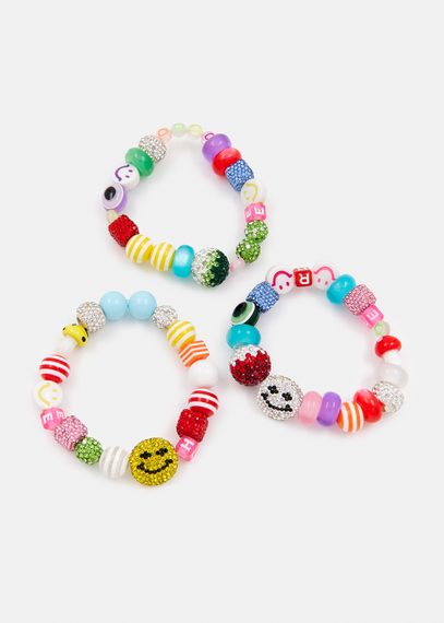 Ensemble de trois bracelets multicolores