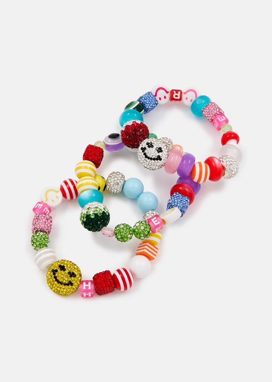 Ensemble de trois bracelets multicolores