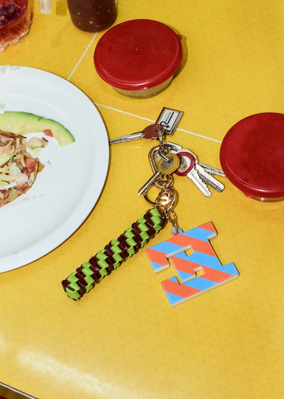 Orange and blue E-shaped keyhanger