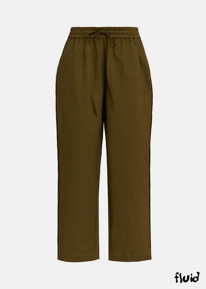 Dark khaki tapered-leg pants