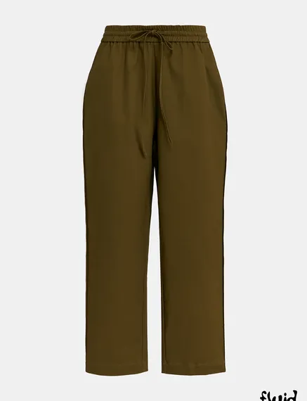 Dark khaki tapered-leg pants