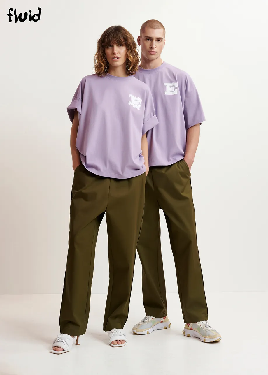 Dark khaki tapered-leg pants