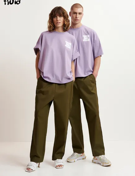 Dark khaki tapered-leg pants