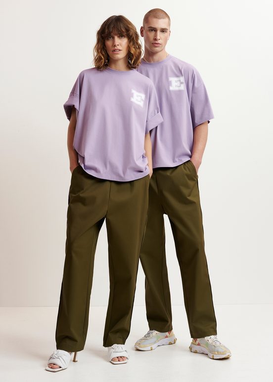 Dark khaki tapered-leg pants