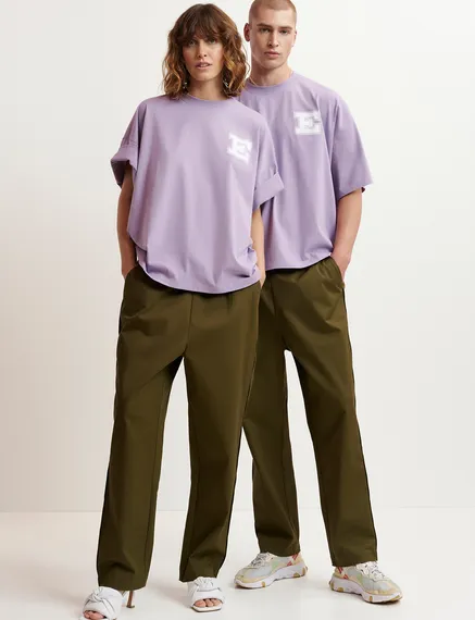 Dark khaki tapered-leg pants