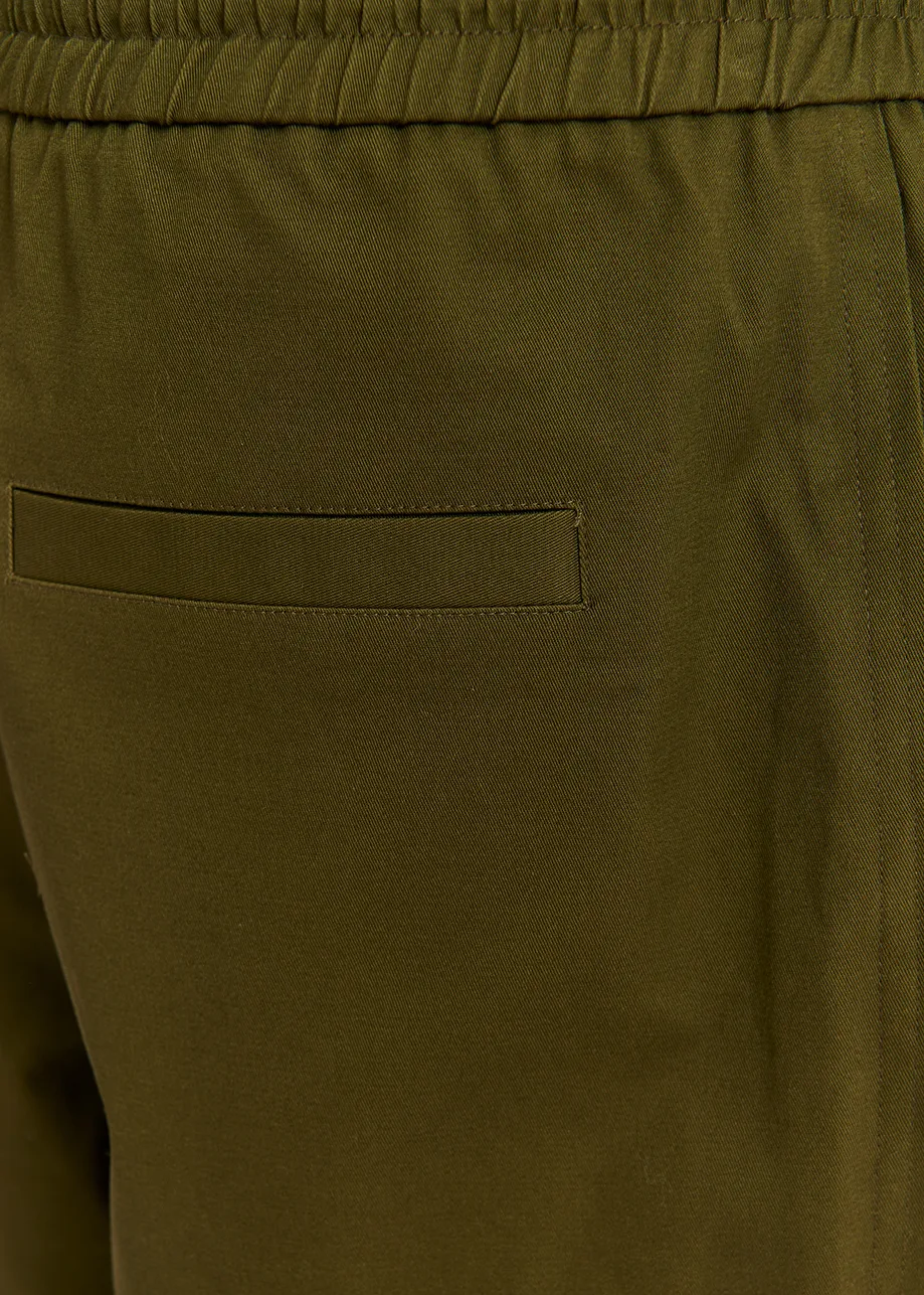 Dark khaki tapered-leg pants